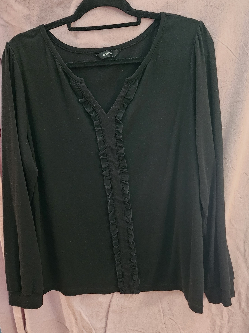 Dorothy Perkins Black Ruffle-Front Long Sleeve Top